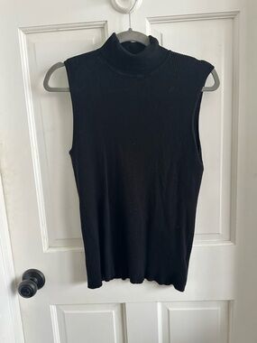 Jones New York Black Sleeveless Mock Neck Ribbed Tank